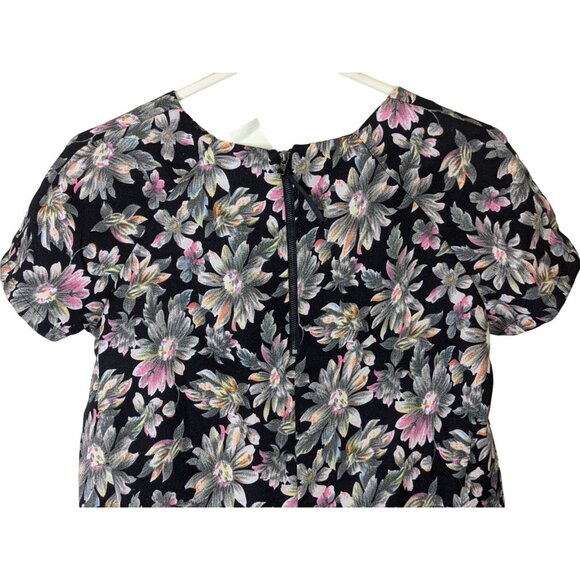 Sans Souchi Women size M Floral Sheath Dress Short Sleeve Office Zip Career Fun - Picture 10 of 11